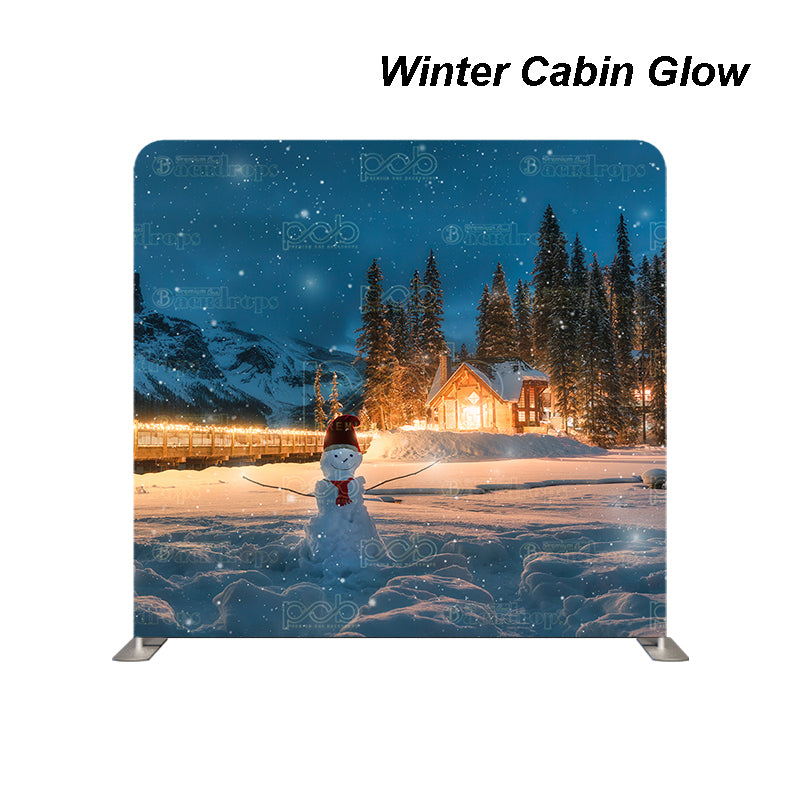 premium one pillowcover backdrops-Winter Cabin Glow
