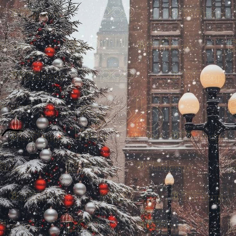 premium one pillowcover backdrops-Winter City Christmas