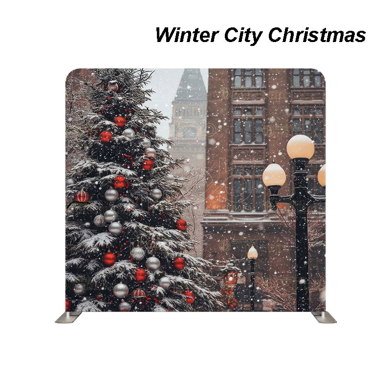premium one pillowcover backdrops-Winter City Christmas