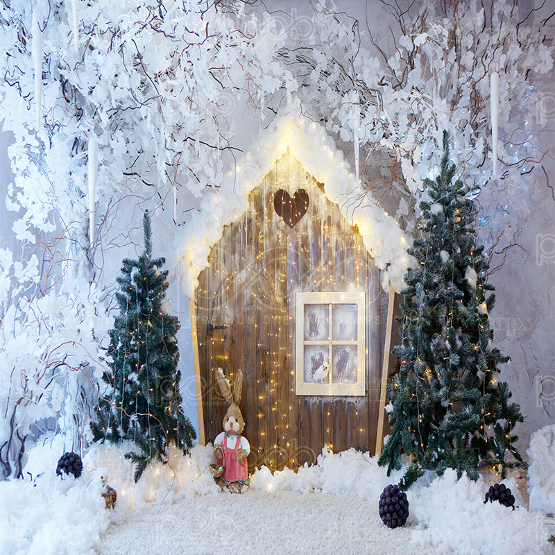 Pillow Cover Backdrop (Winter Fairy Tale Cottage)