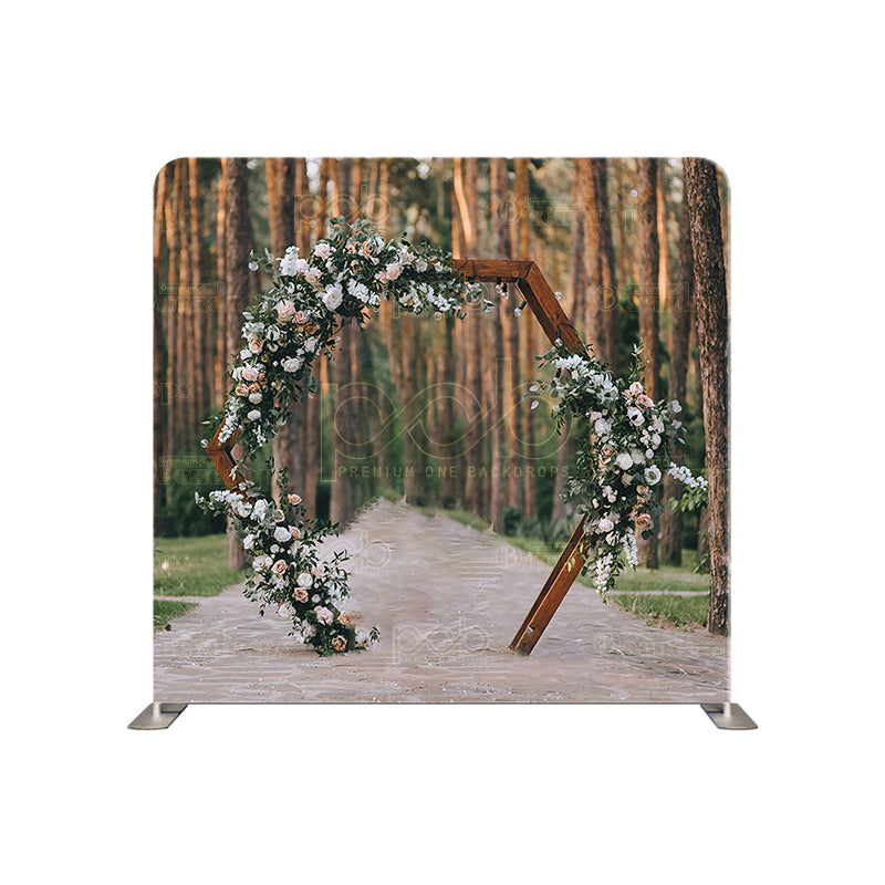 premium one pillow cover backdrops-Wooden arch decorated with flowers