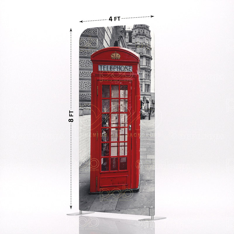 old school British London red telephone booth stand 1