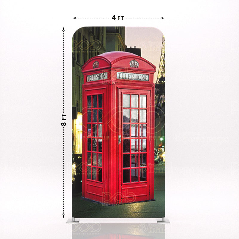 old school British London red telephone booth stand 2