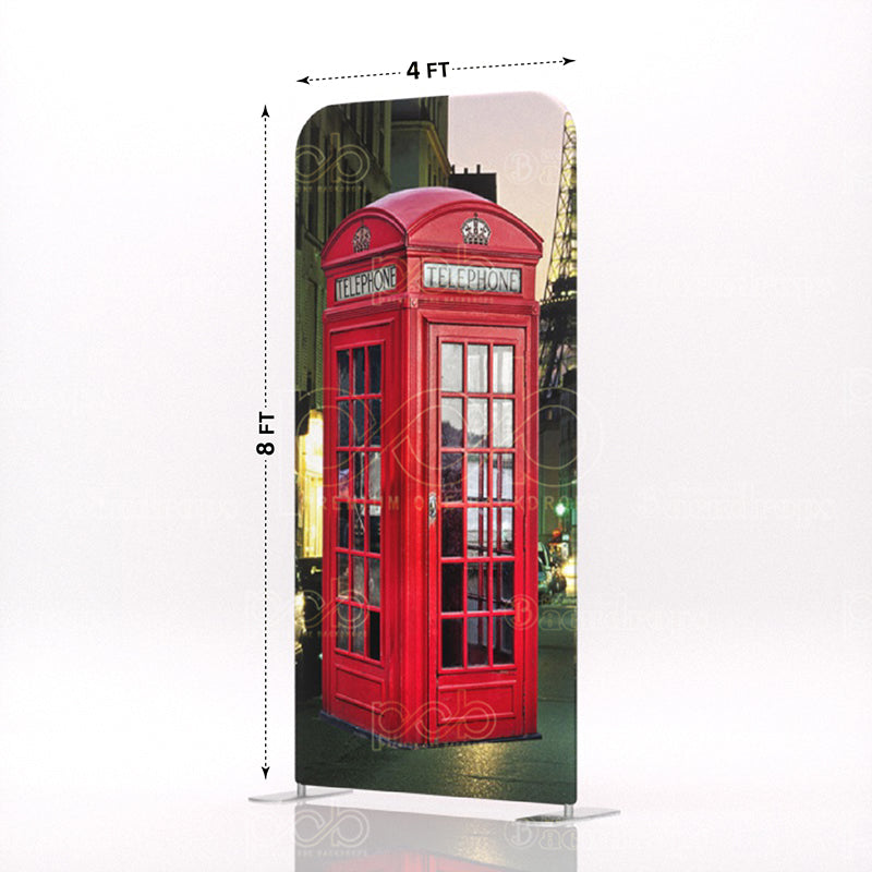 old school British London red telephone booth stand 2