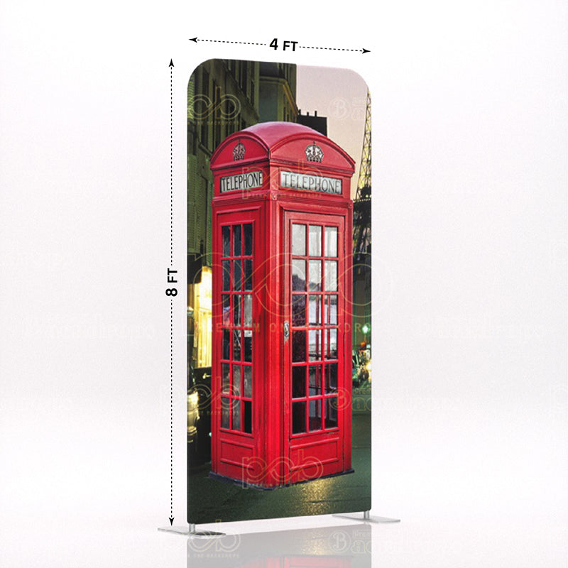 old school British London red telephone booth stand 2