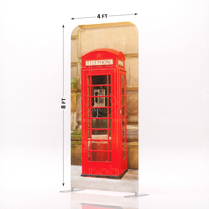 old school British London red telephone booth stand 3
