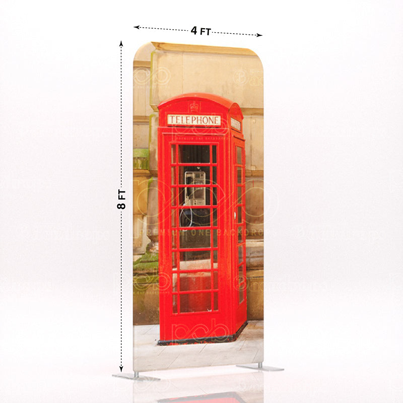 old school British London red telephone booth stand 3