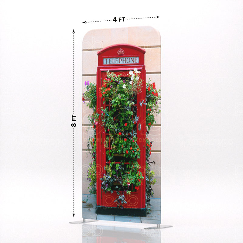 old school British London red telephone booth stand 7