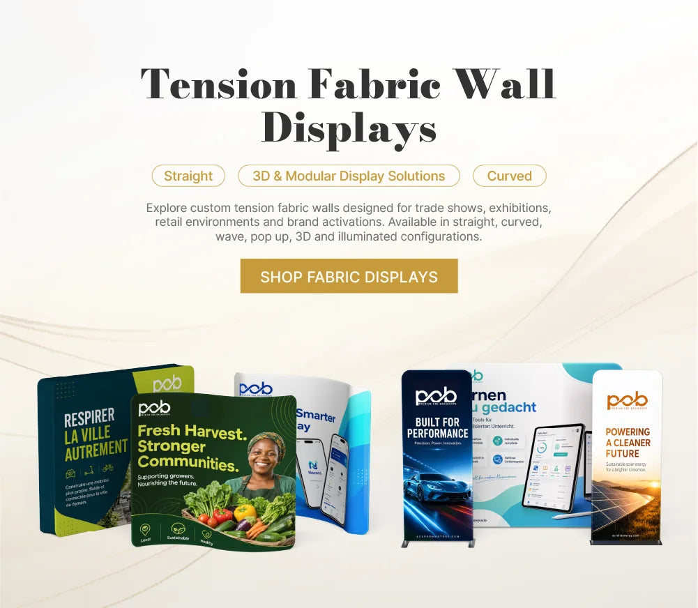Custom tension fabric wall displays for trade shows, events and branded backdrop setups