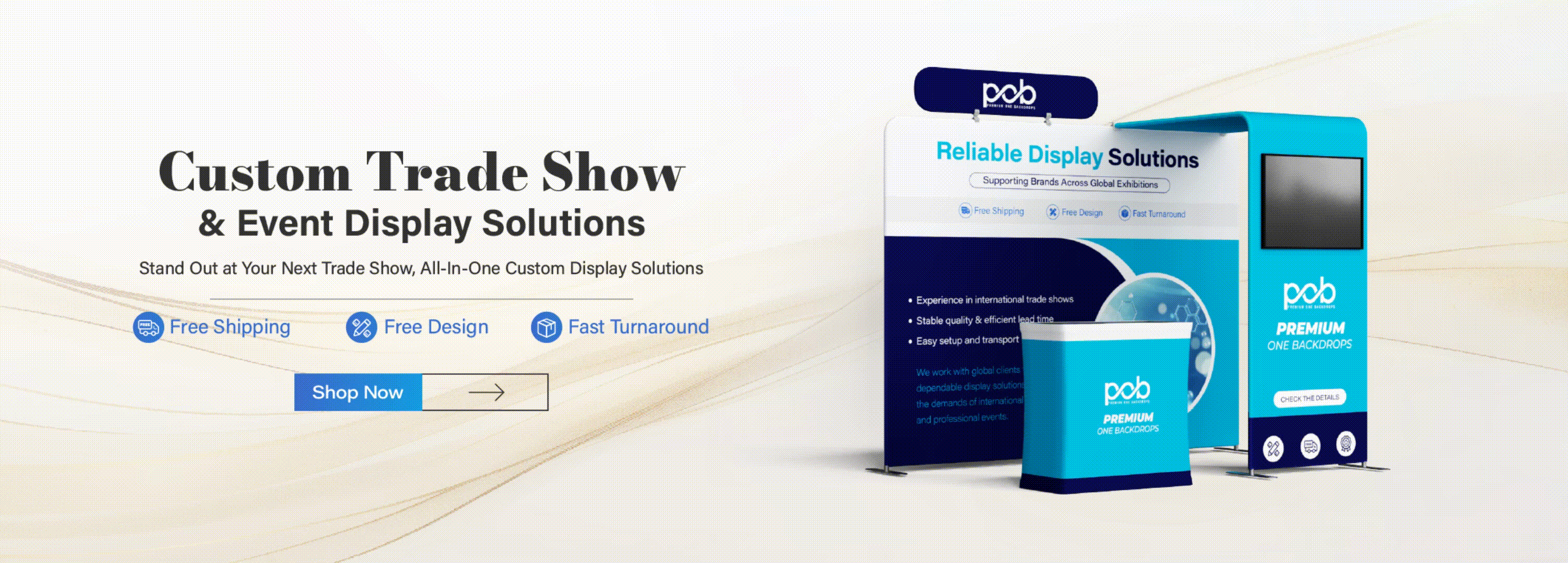 Custom Trade show and Event Display Solutions , Tension Fabric display , pob backdrops