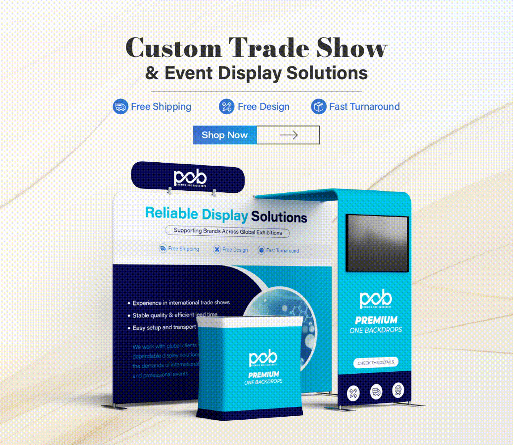 Custom Trade show and Event Display Solutions , Tension Fabric display , pob backdrops