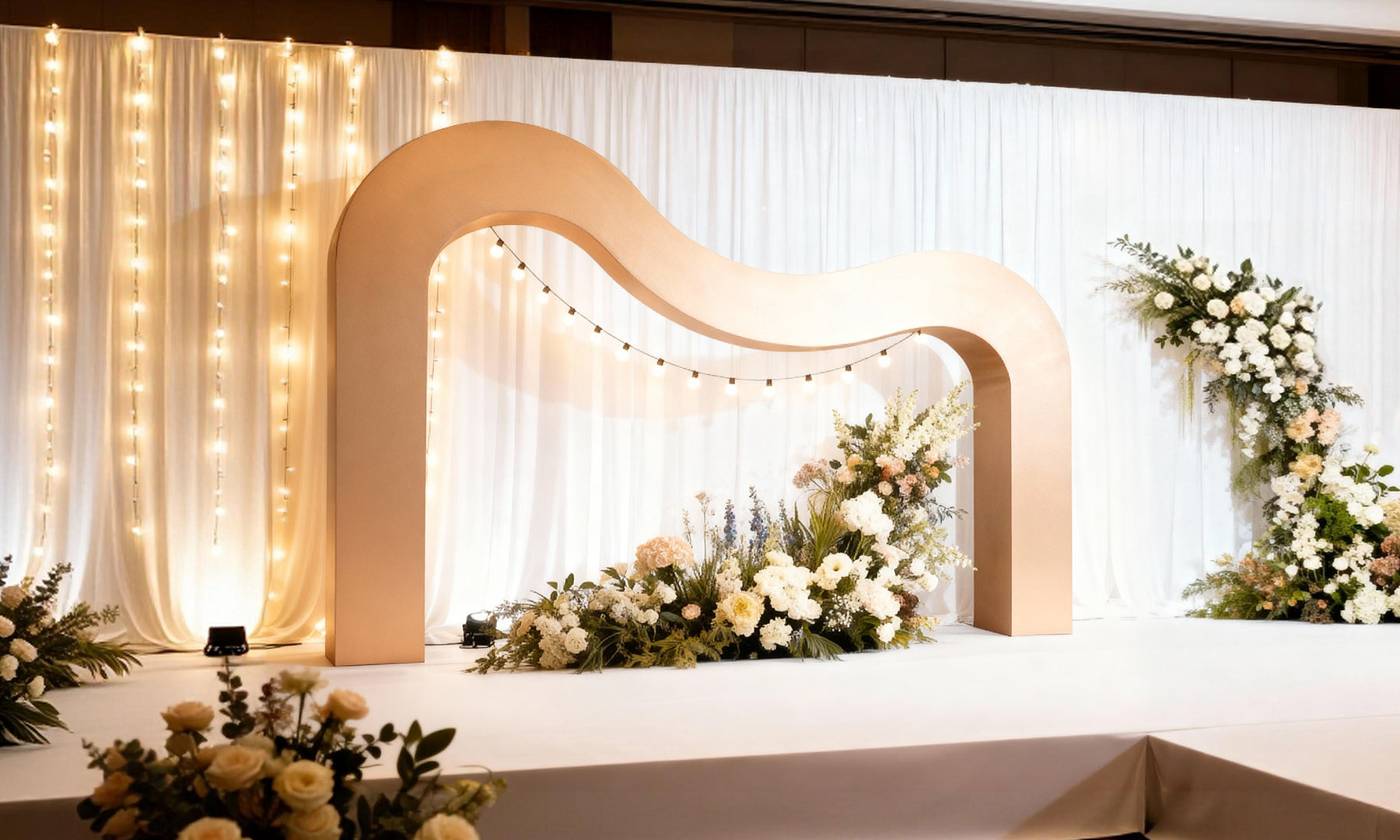 Ride the Wave: Elevate Events with the 3D Double Wave Arches Party Backdrop Stand