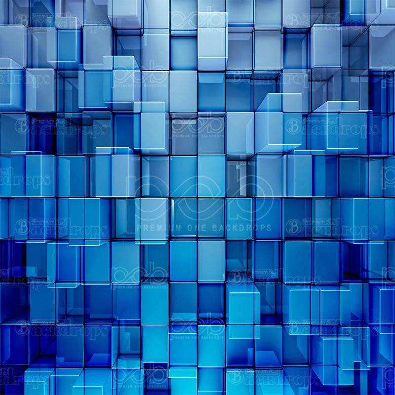 premium one pillow cover backdrops-3D Blue Blocks