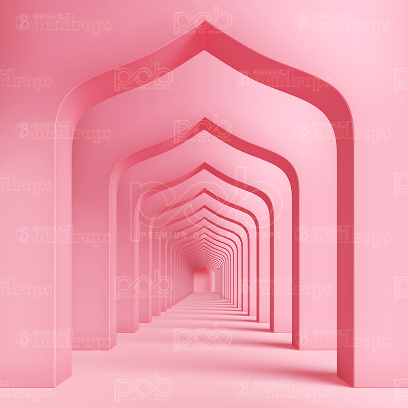 premium one pillow cover backdrops-3D TUNNEL PINK