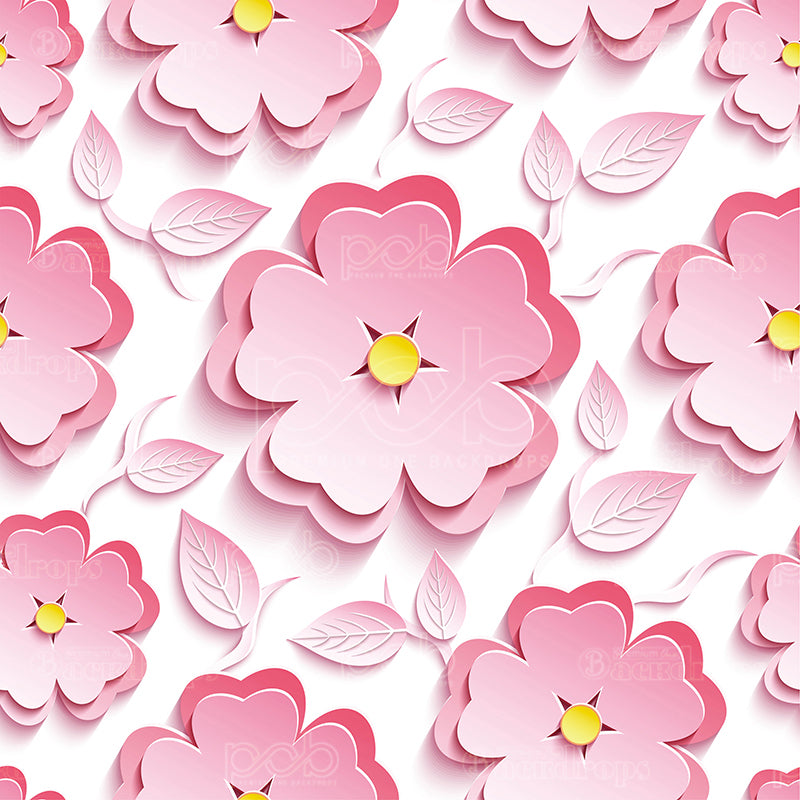 premium one pillow cover backdrops-3d Pink Flowers