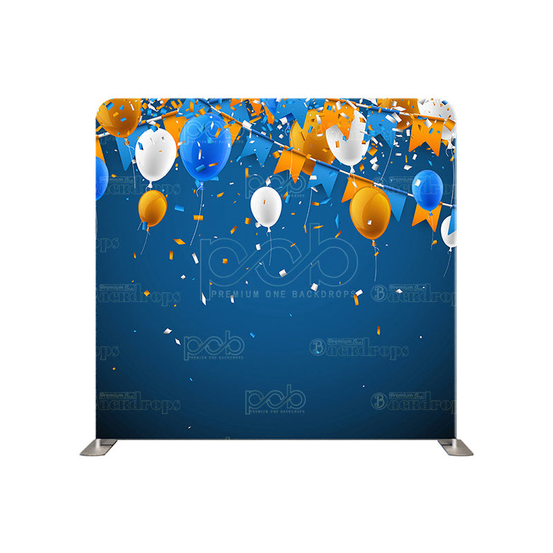 premium one pillowcover backdrops-BLUE AND ORANGE BALLOON GRAD