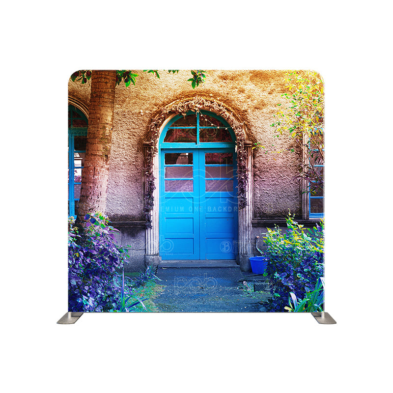 premium one pillowcover backdrops-BLUE CAFE DOORS