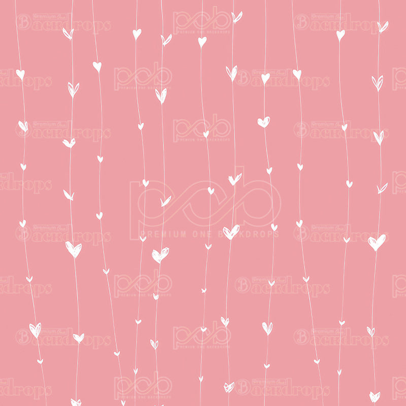 premium one pillowcover backdrops-Baby Pink Background With White Heart