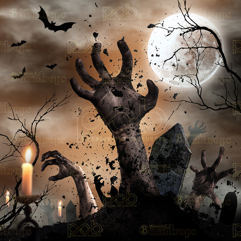 premium one pillow cover backdrops-Halloween Back from the dead