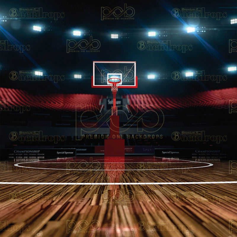 premium one pillow cover backdrops-Basketball Court