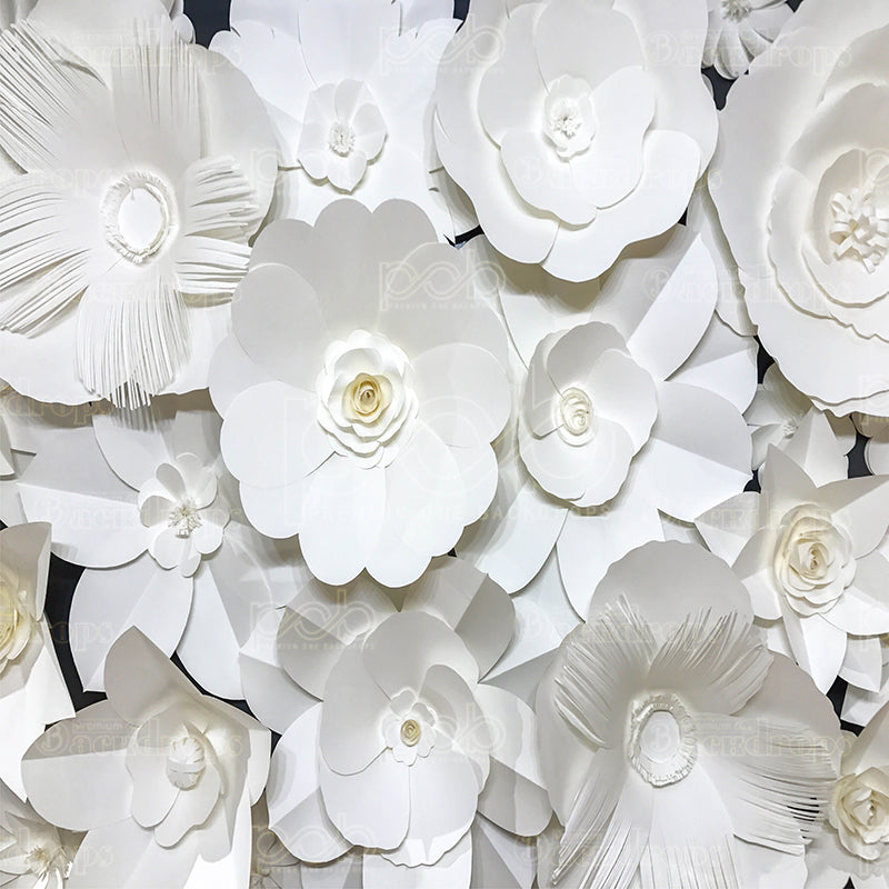 premium one pillow cover backdrops-Big White Paper Flower