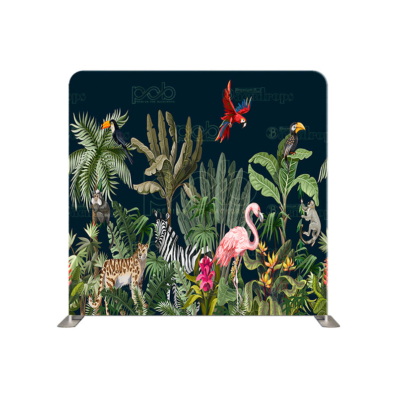 premium one pillowcover backdrops-jungle animals flowers and trees