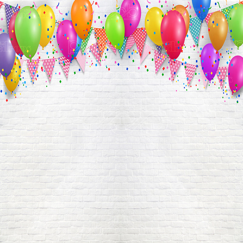 premium one pillow cover backdrops-Birthday balloons white background