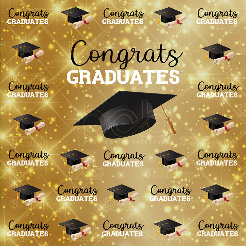 premium one pillow cover backdrops-Black And Gold Grads