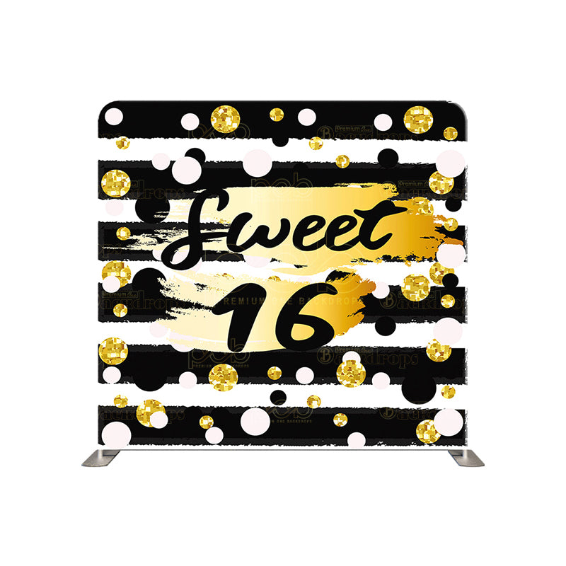 premium one pillowcover backdrops-Black And Gold Sweet