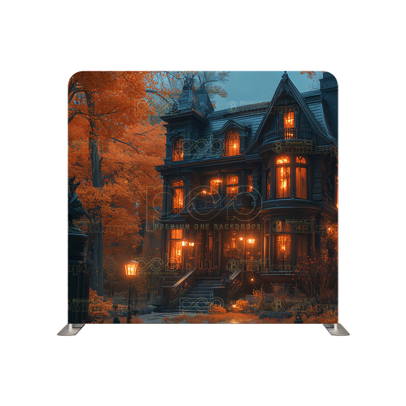 premium one pillowcover backdrops-Black And Orange House