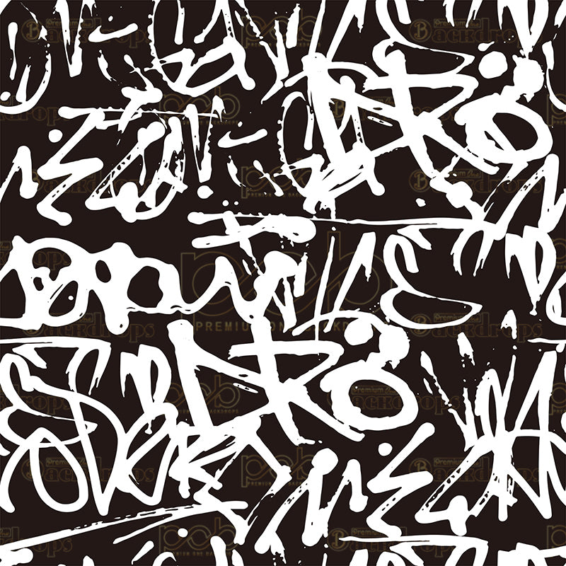 premium one pillow cover backdrops-Black And White Graffiti