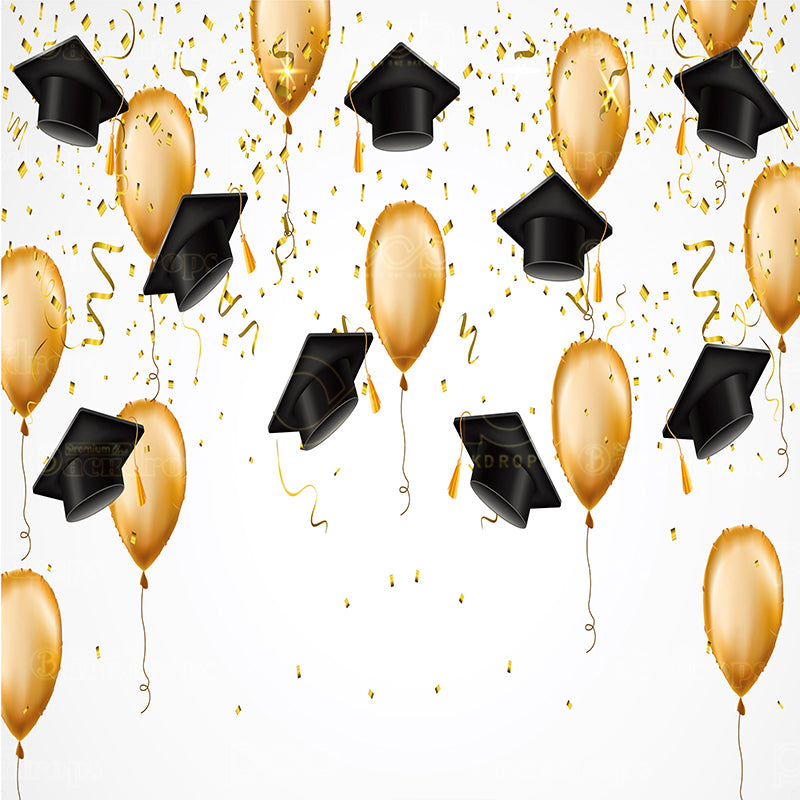 premium one pillow cover backdrops-Black Grad Caps