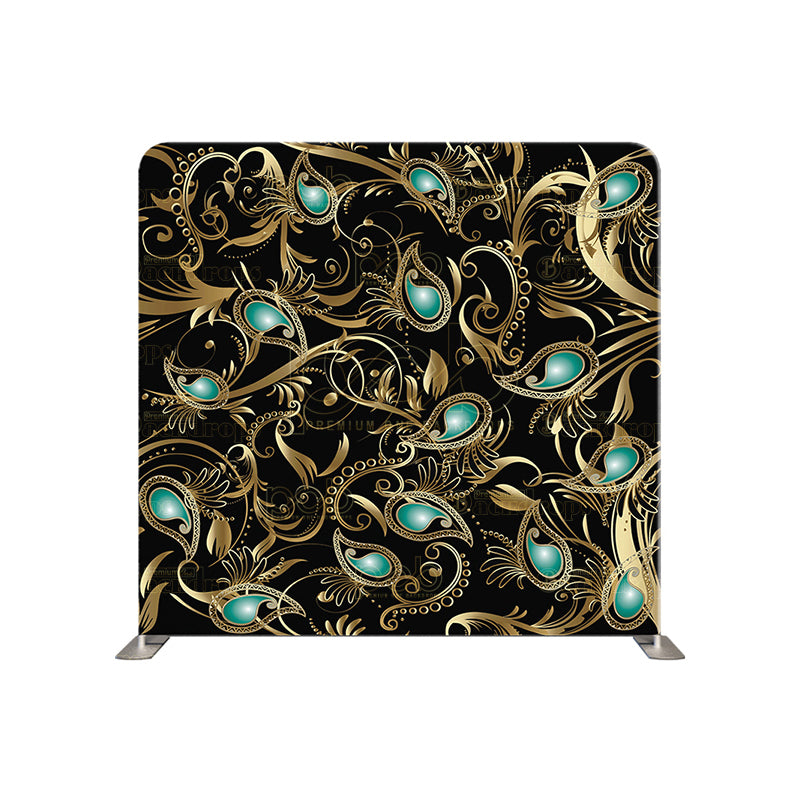 premium one pillowcover backdrops-Black Paisley Floral