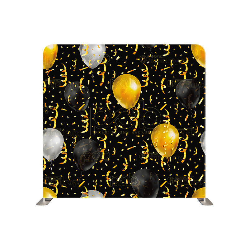 premium one pillowcover backdrops-Black and Gold Balloons