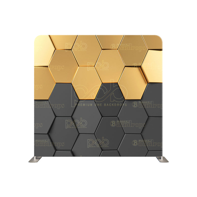 premium one pillowcover backdrops-Black and Gold Hexagon