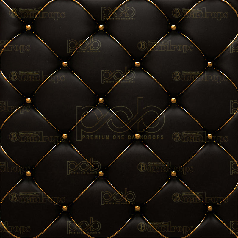 premium one pillow cover backdrops-Black and Gold Leather