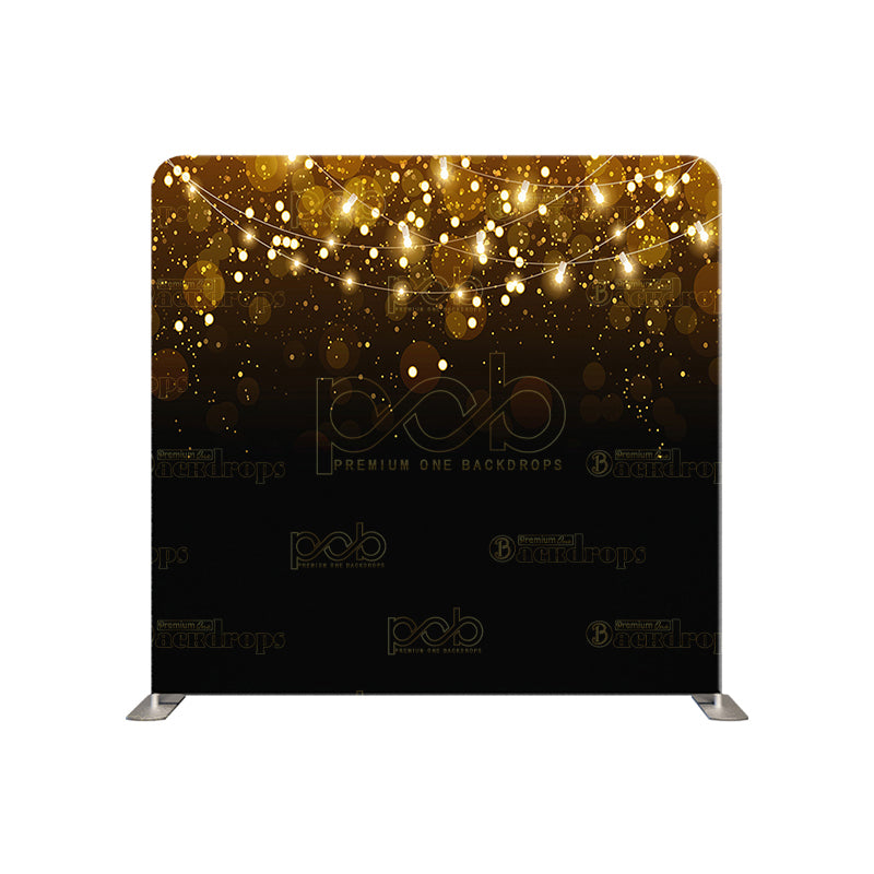 premium one pillowcover backdrops-Black and Gold With Hanging Lights