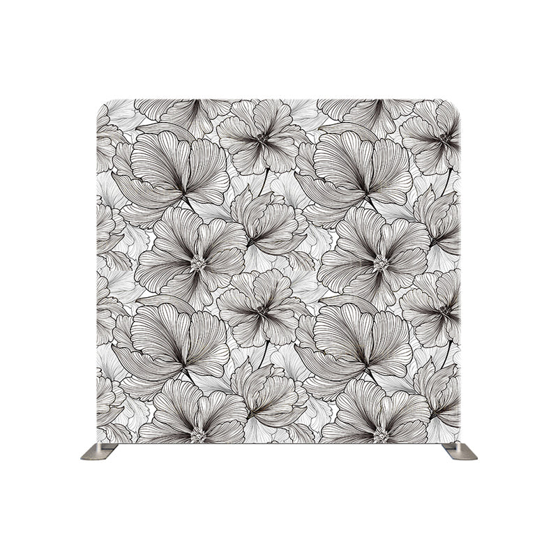 premium one pillowcover backdrops-Black and White Blooms