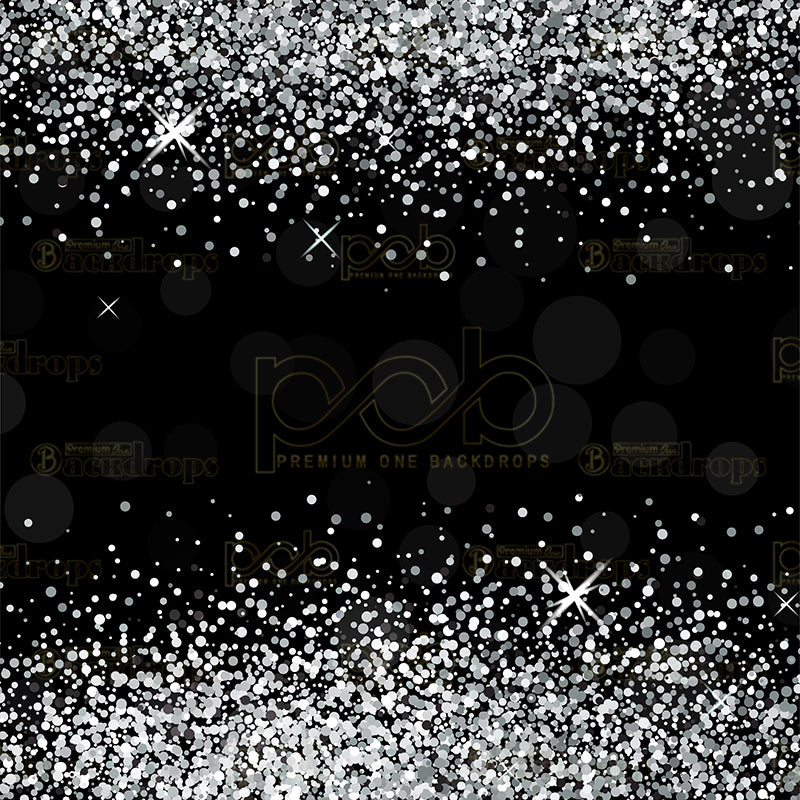 premium one pillow cover backdrops-Black and White Glitter