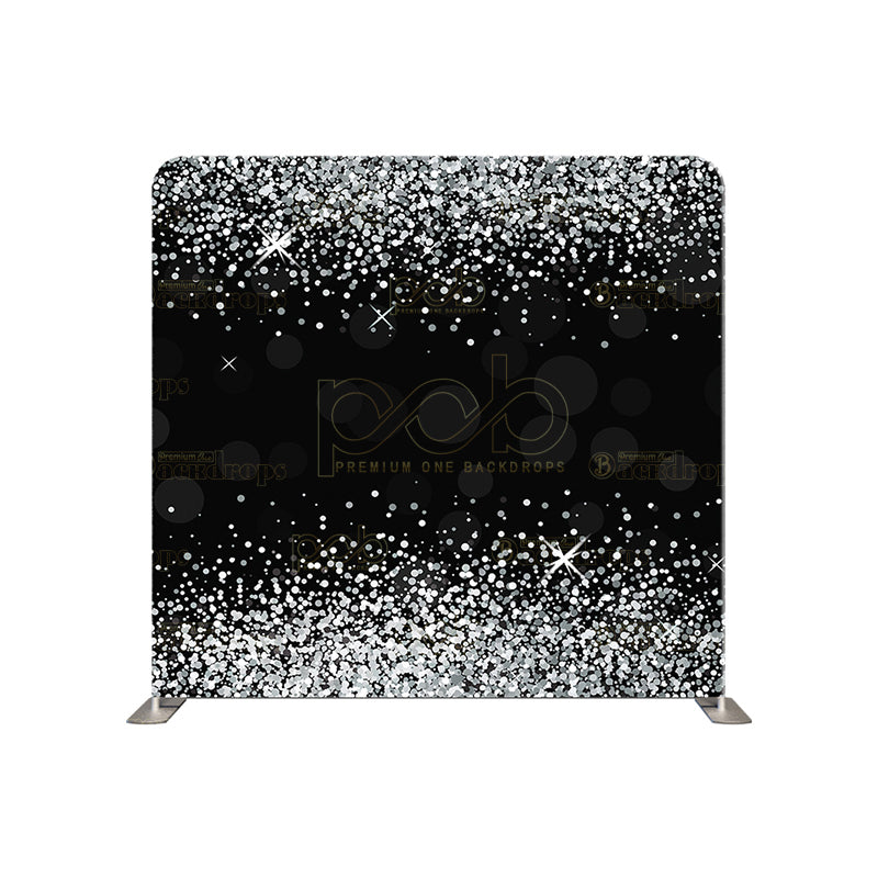 premium one pillowcover backdrops-Black and White Glitter