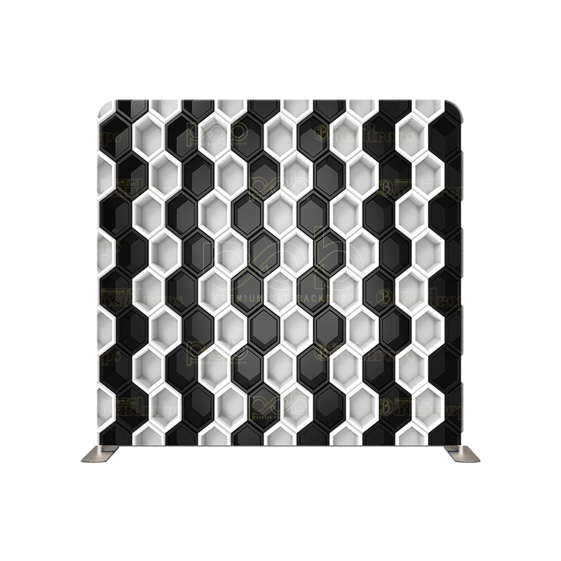 premium one pillowcover backdrops-Black and White Hexagonal