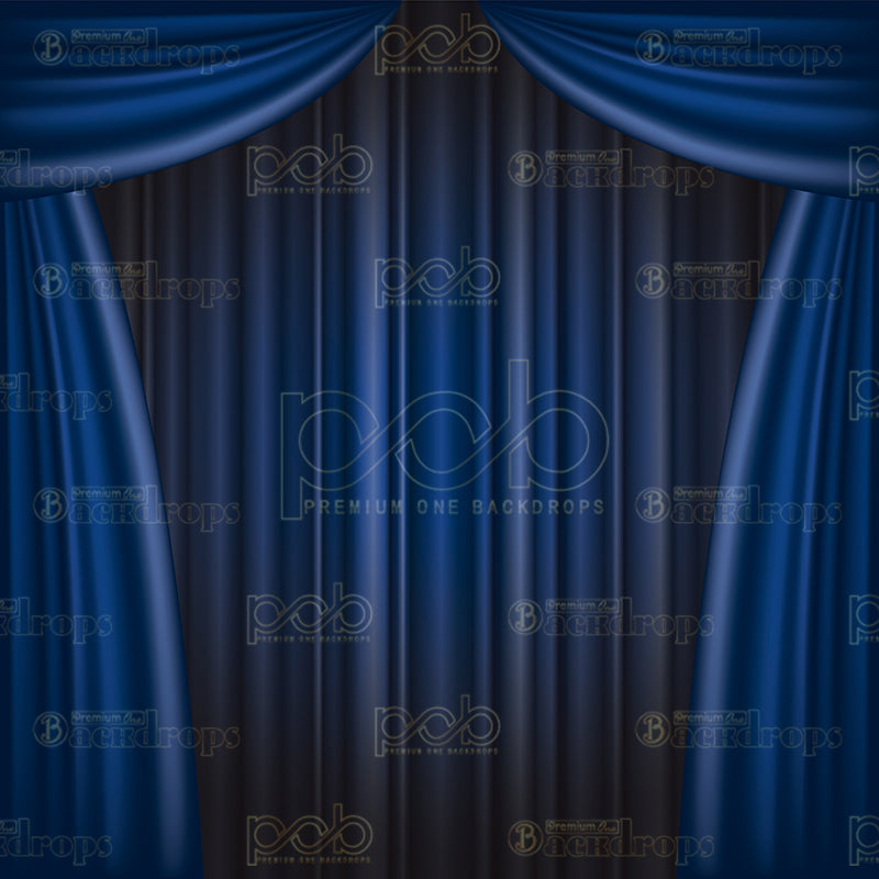 premium one pillowcover backdrops-Blue Curtain