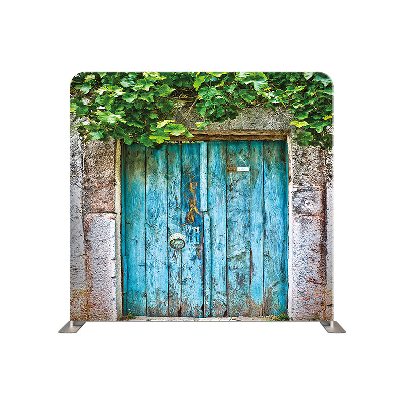 premium one pillowcover backdrops-Blue Doors with Greenery