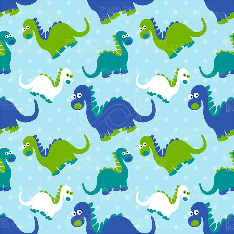 premium one pillowcover backdrops-Blue Green Dinosaurs