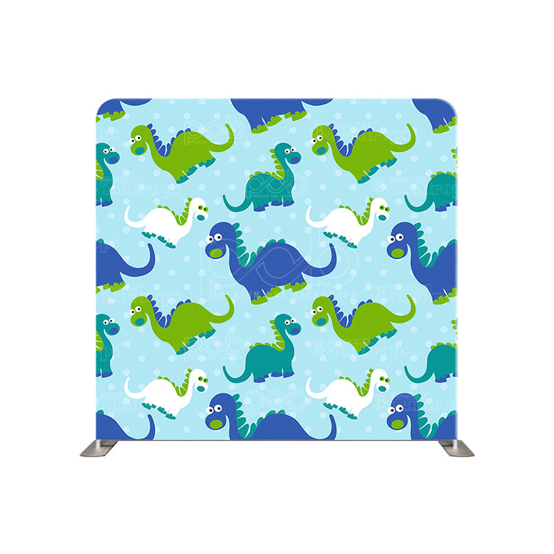 premium one pillowcover backdrops-Blue Green Dinosaurs