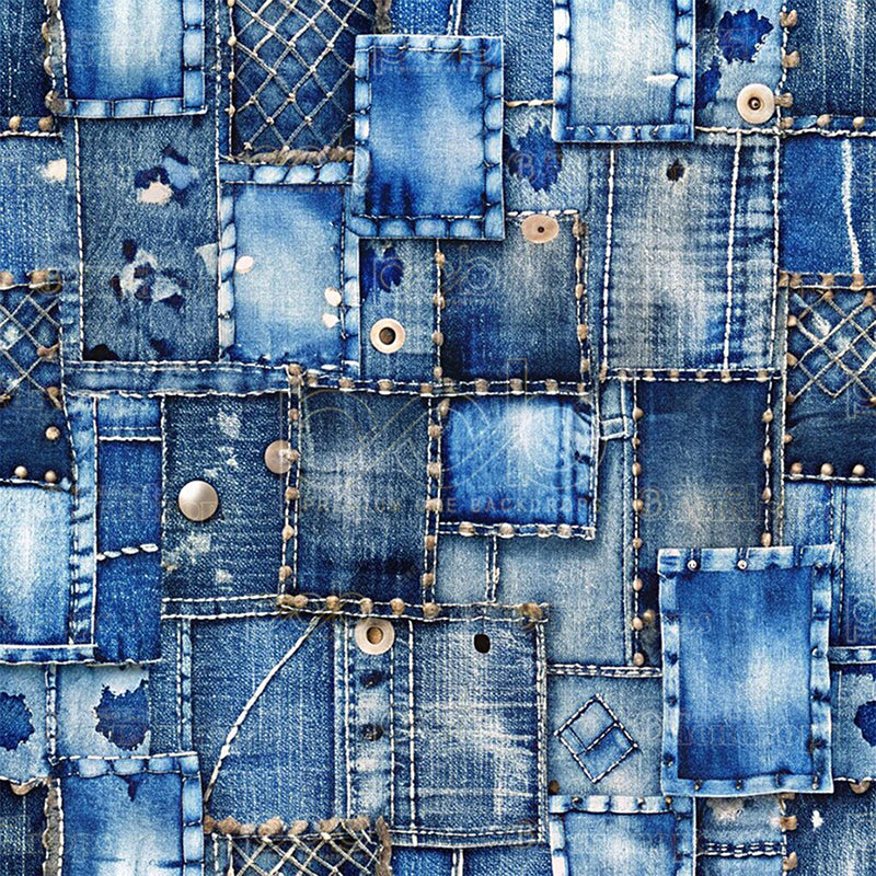 Pillow Cover Backdrop (Blue Jeans Patchwork)