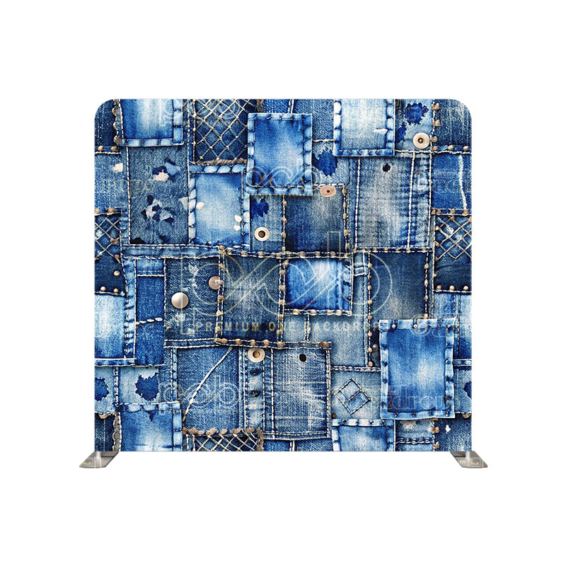 Pillow Cover Backdrop (Blue Jeans Patchwork)