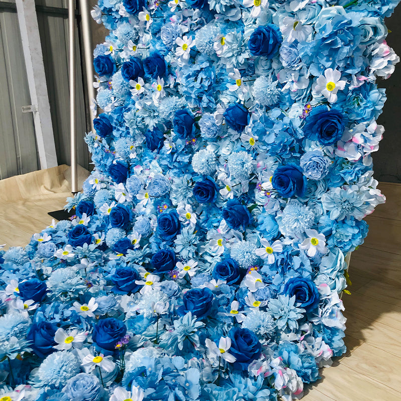 Blue Rose Flower Wall