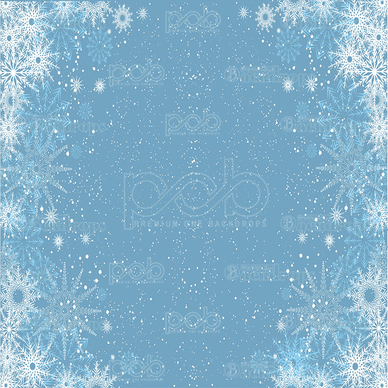 premium one pillowcover backdrops-Blue Snow flakes