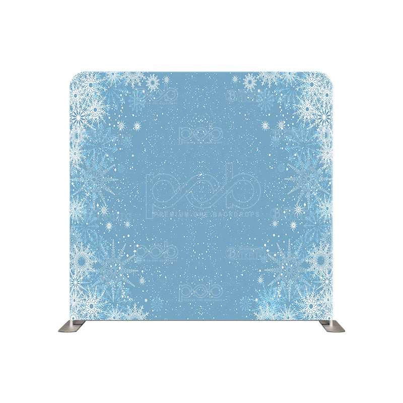 premium one pillowcover backdrops-Blue Snow flakes